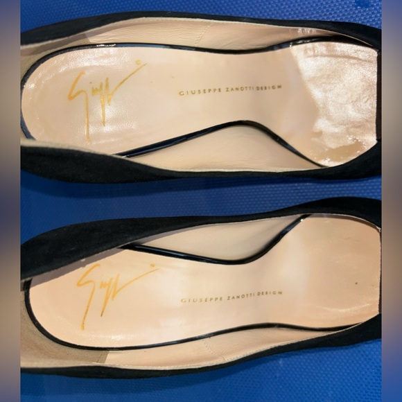 Vintage Giuseppe Zanotti Leather Peep Toe Mosaic Heels, Size 37.5 (US 7) - Picture 5 of 8